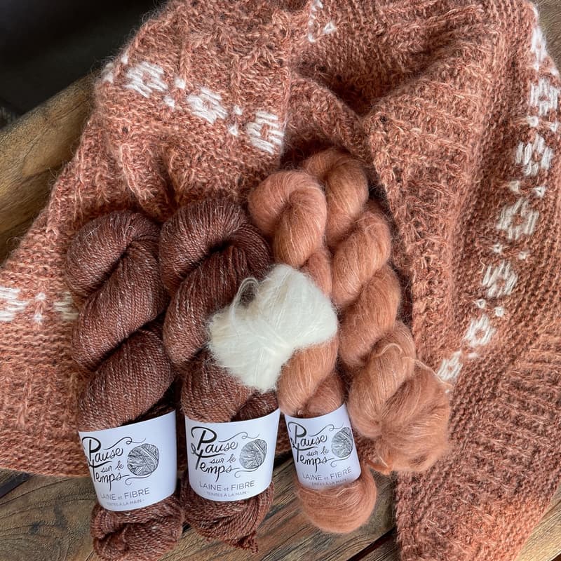 Kit de tricot châle Laneus couleur Sedona
