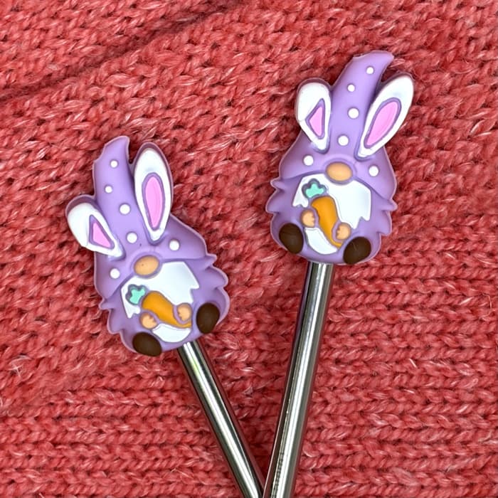 Bouchons d’arrêt pour aiguilles tricot motif gnome Pâques