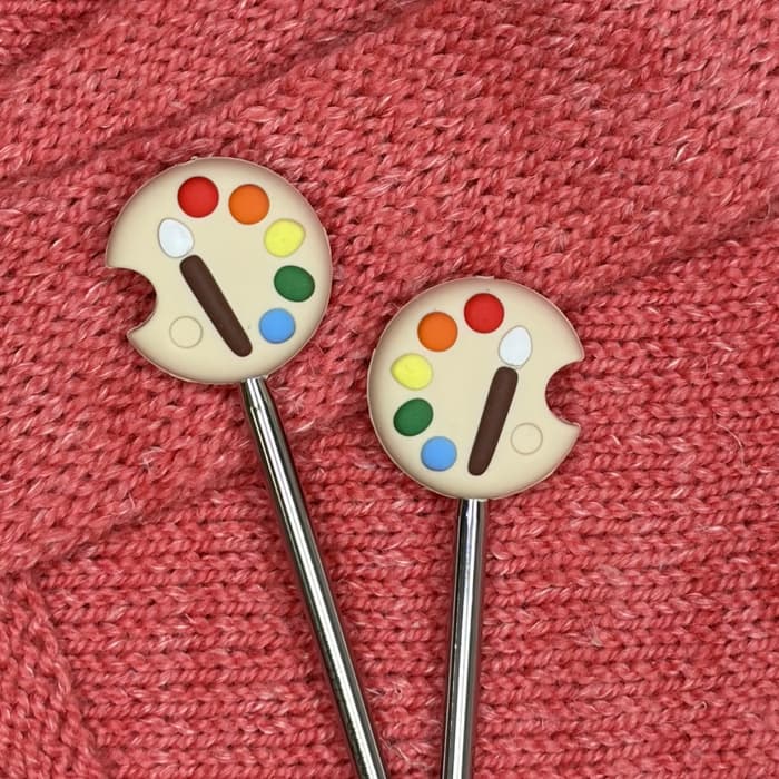 Bouchons d’arrêt pour aiguilles tricot motif peinture