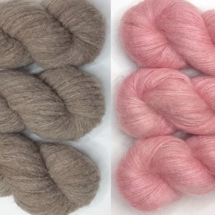 Laine teinte à la main Illusion et Aléa pour kit de tricot Isa Cardigan Couleur Cailloux