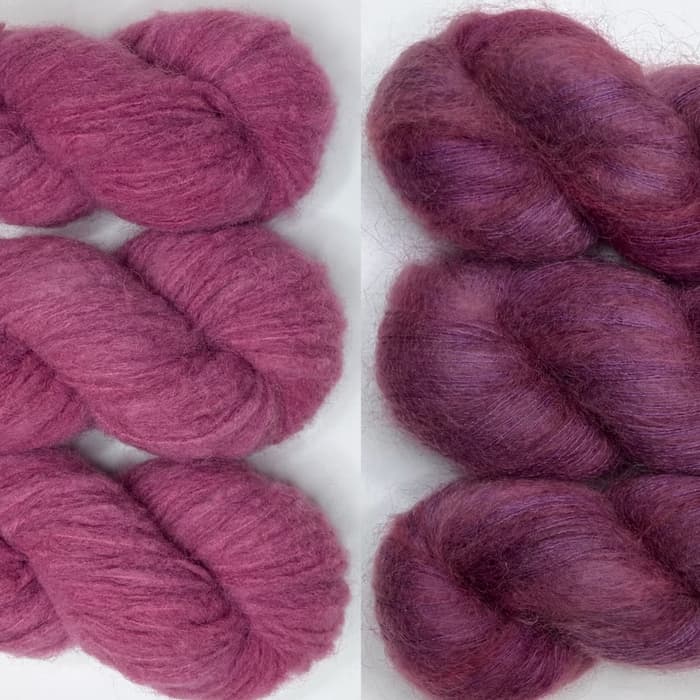 Laine teinte à la main Illusion et Aléa pour kit de tricot Isa Cardigan Couleur Paradis